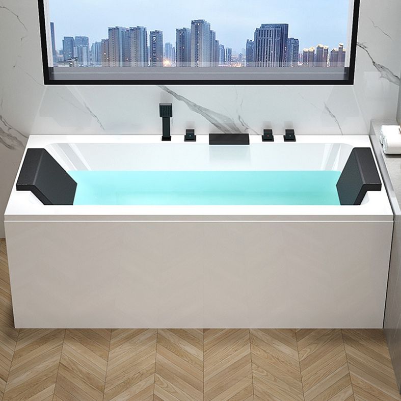 Stand Alone White Bath Acrylic Rectangular Modern Soaking Bathtub