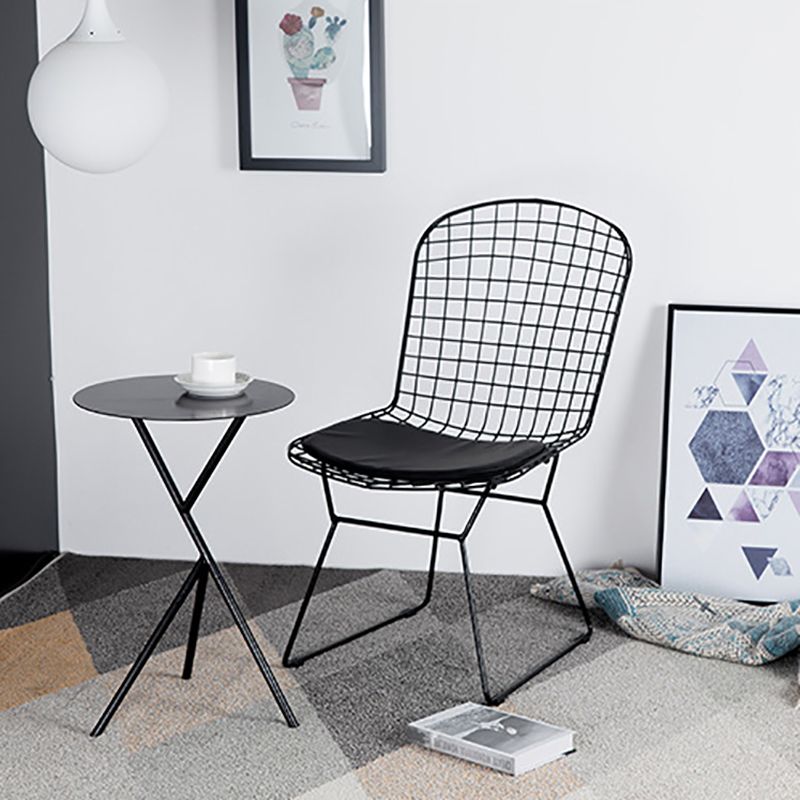 Mid-Century Round Side End Table Metal Cross Legs End Table, 22.8" Tall