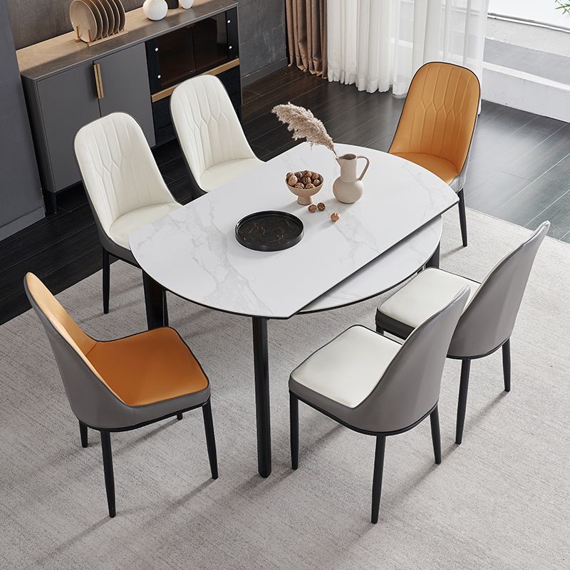 Sillas de comedor de estilo moderno, silla Parsons lateral sin brazos de metal para cocina
