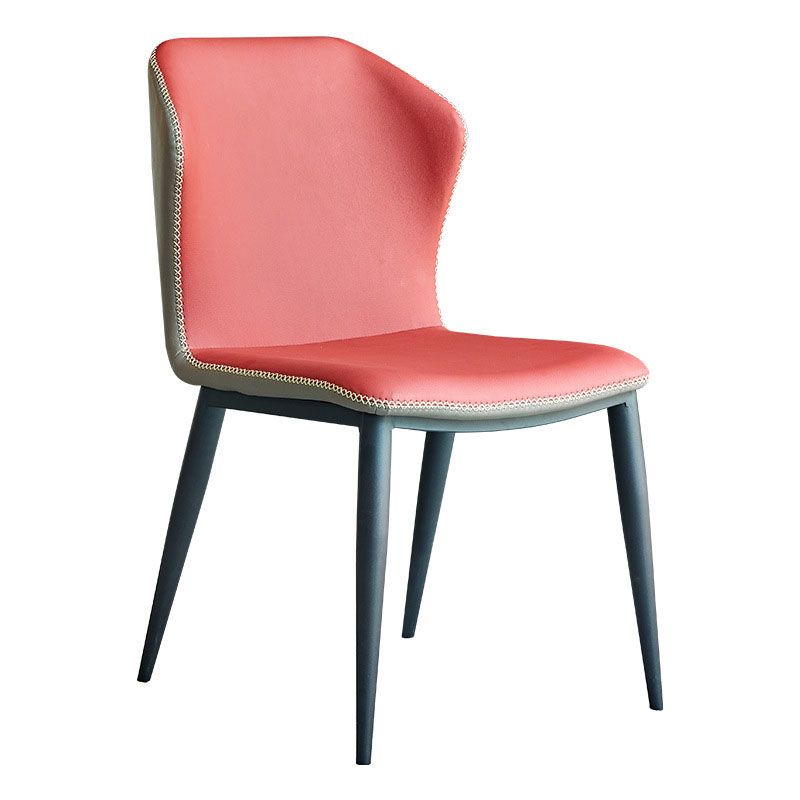 Industrial Design Wingback Armless Chairs Faux Leather Dining Chairs