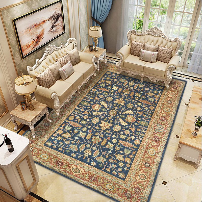 Light Yellow Graphic Rug Polyester Luxurious Rug Non-Slip Backing Rug for Drawing Room