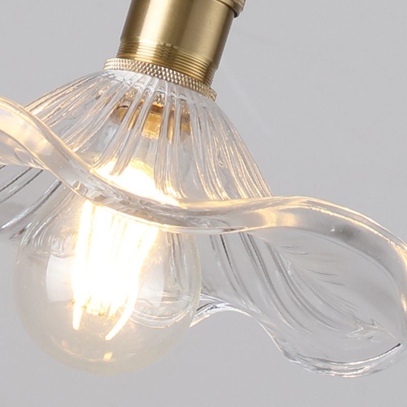Industrial Scalloped Flush Mount Ceiling Lights Glass 1 Light Semi Flush Light