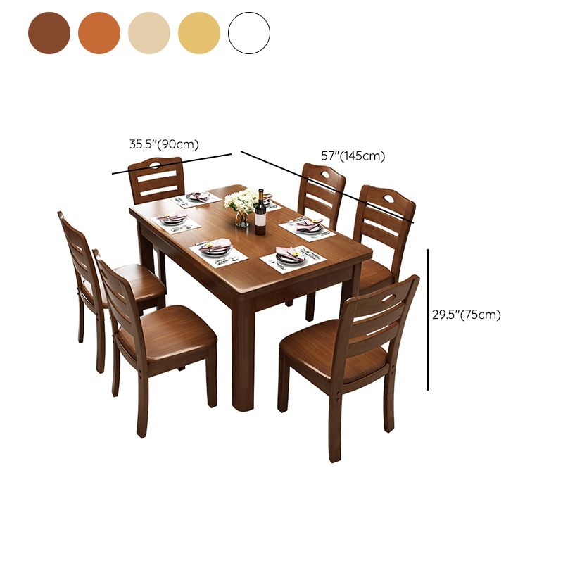 Solid Wood Table Rectangular Dinner Table with 4 Legs for Home