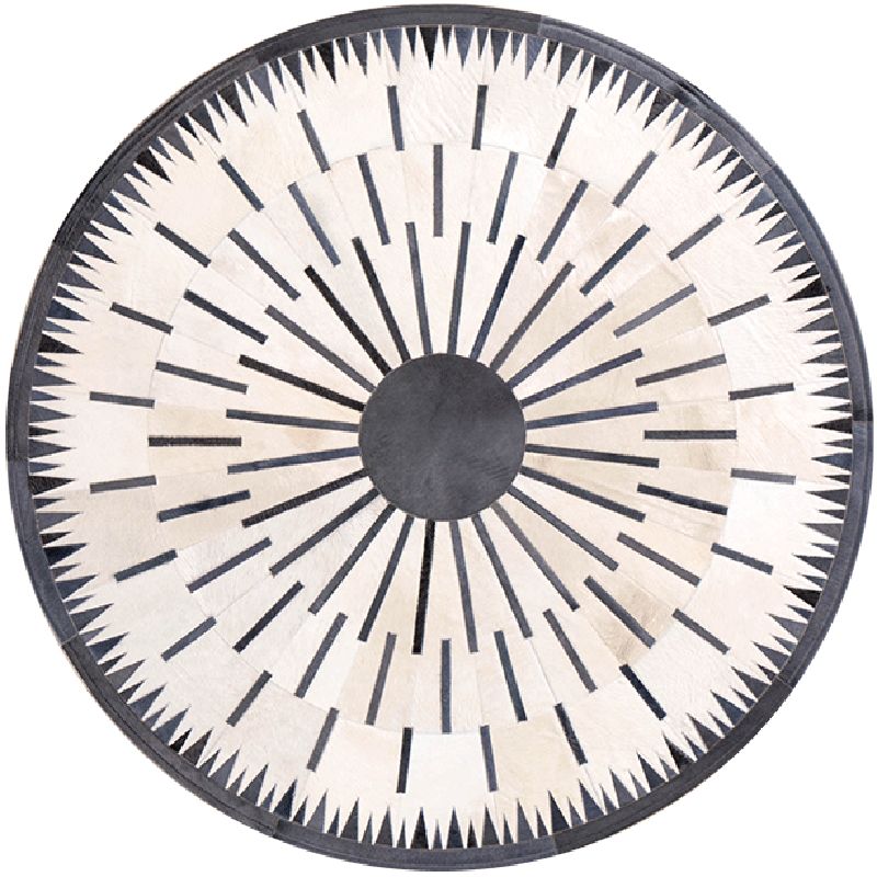 Black Geometric Pattern Area Rug Cowhide Area Carpet Easy Care Rug for Home Decoration