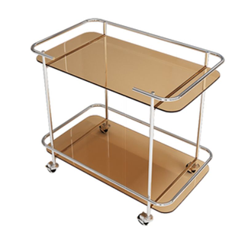 Contemporary Glass End Table with Casters Shelf Included 25.6"w Side Table