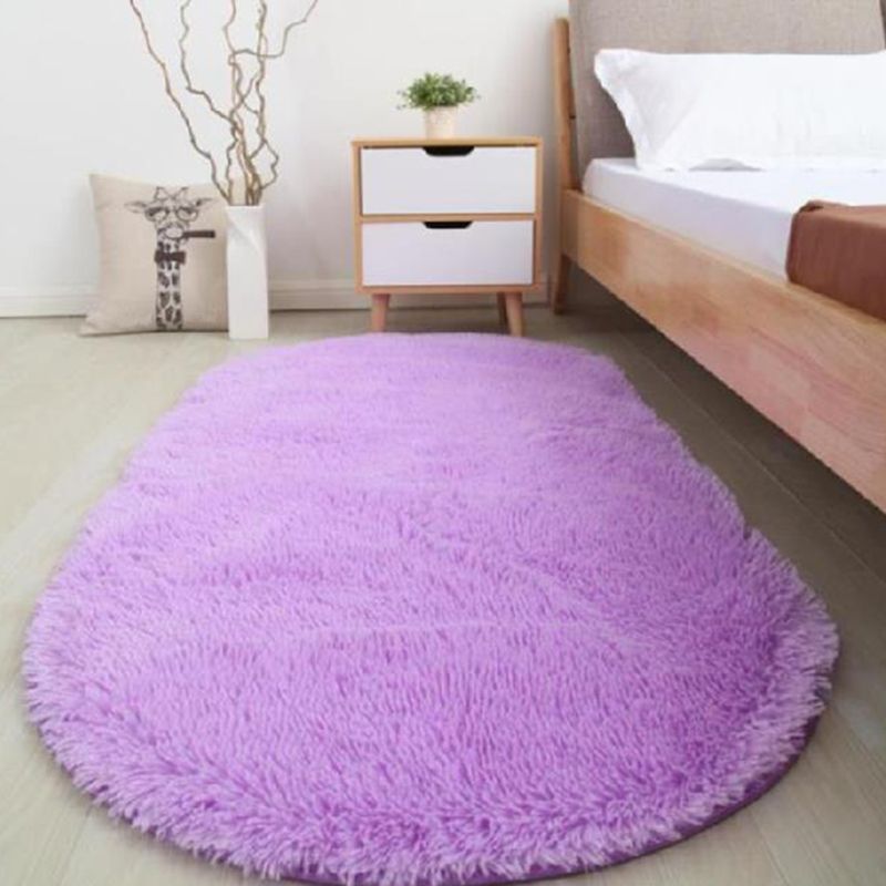 Oval Plush Rug Indoor Rug Non-Slip Backing Machine Washable Area Carpet