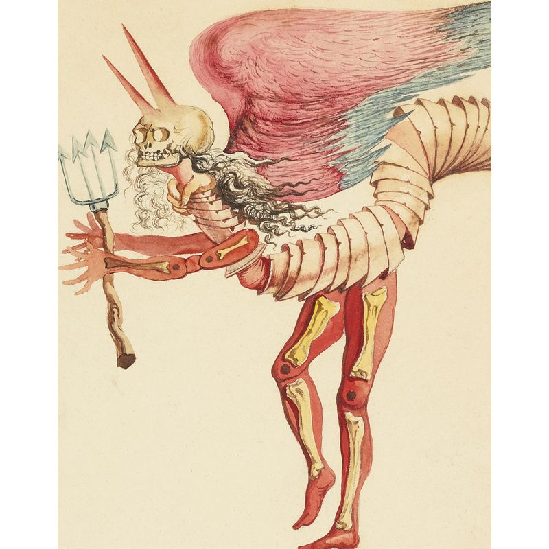 Centipede of the Hell Mural Surrealistic Smooth Surface Wall Covering in Red on Beige
