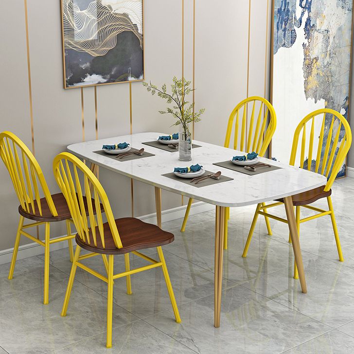 Sillas de comedor de metal estilo moderno Sillas sin brazos con respaldo Windsor para cocina (juego de 4)