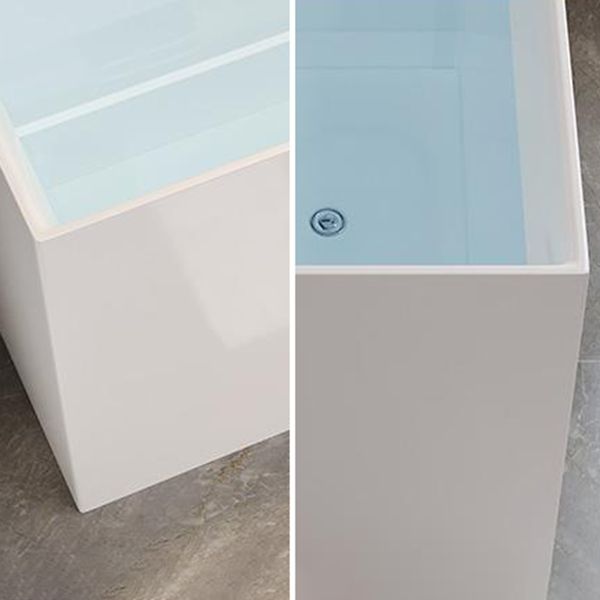 White Acrylic Bathtub Freestanding Soaking Rectangular Modern Bath