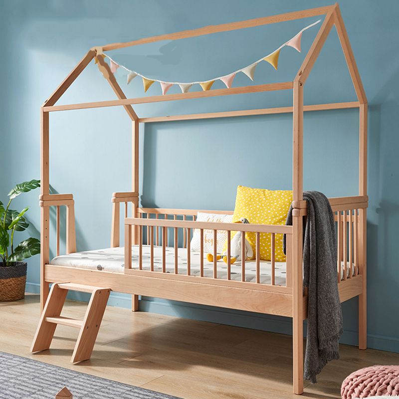 Traditional Wooden Baby Crib Solid Color Arched Crib with Guardrail