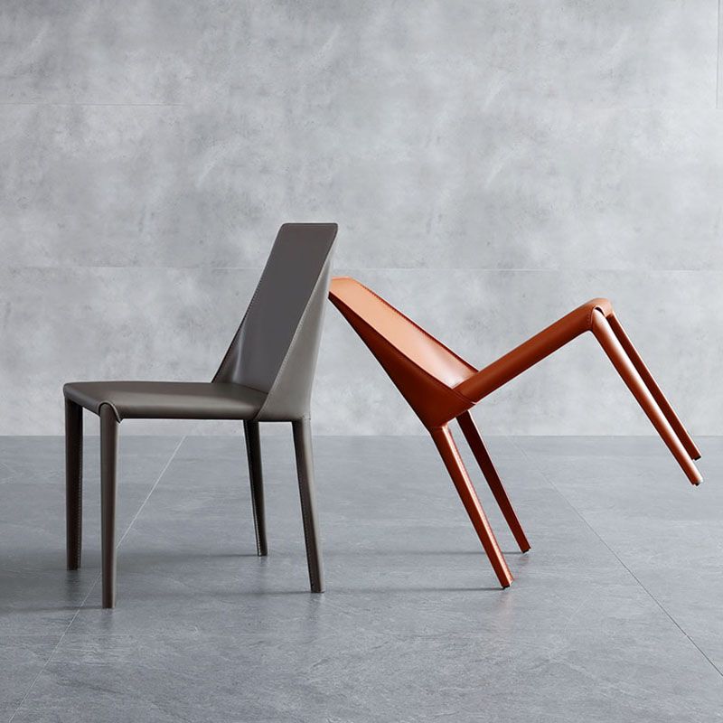 Minimalistische stijl lederen eetstoelen stoelen stevige rugarmloze eetkamerstoelen voor keuken