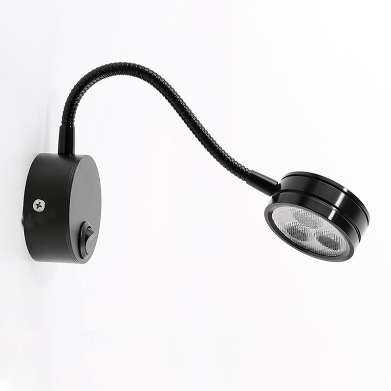 Iluminación de pared de cilindro de metal estilo contemporáneo 1 luces de lectura montadas en la pared ligera