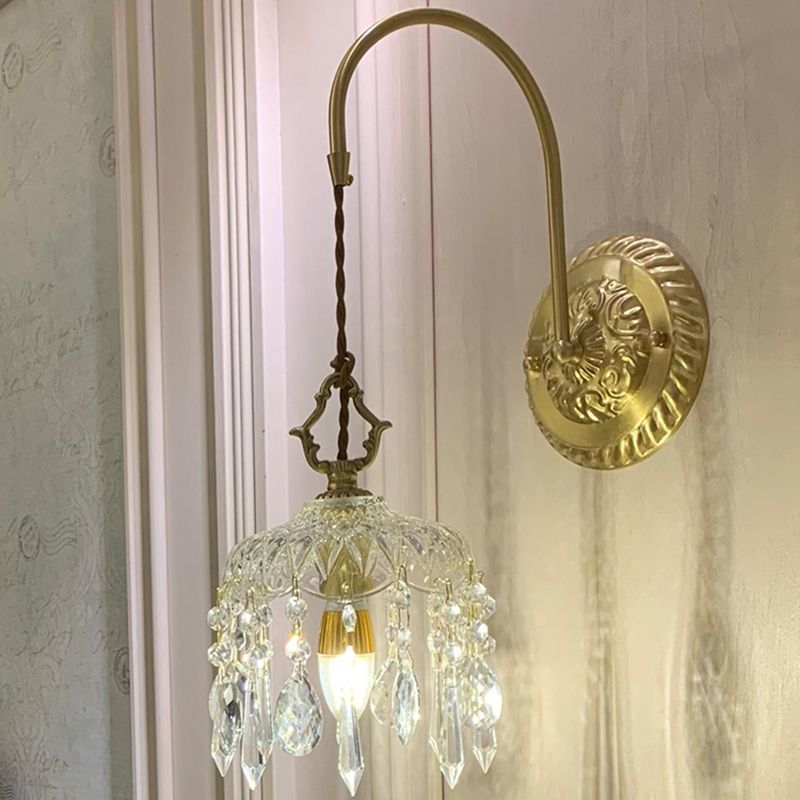 Metal Modern Wall Sconce Geometric Shape Wall Lamp with Crystal Shade