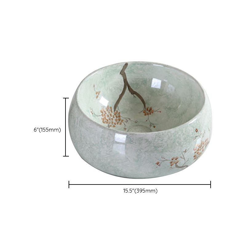 Traditional Bathroom Sink with Single Faucet Hole Porcelain Round Vessel