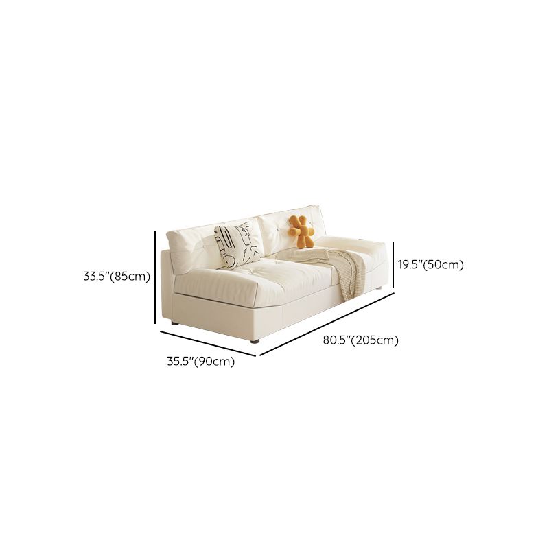 Modern Style Fabric Sofa in Off-White Living Room Square Arm Sofa