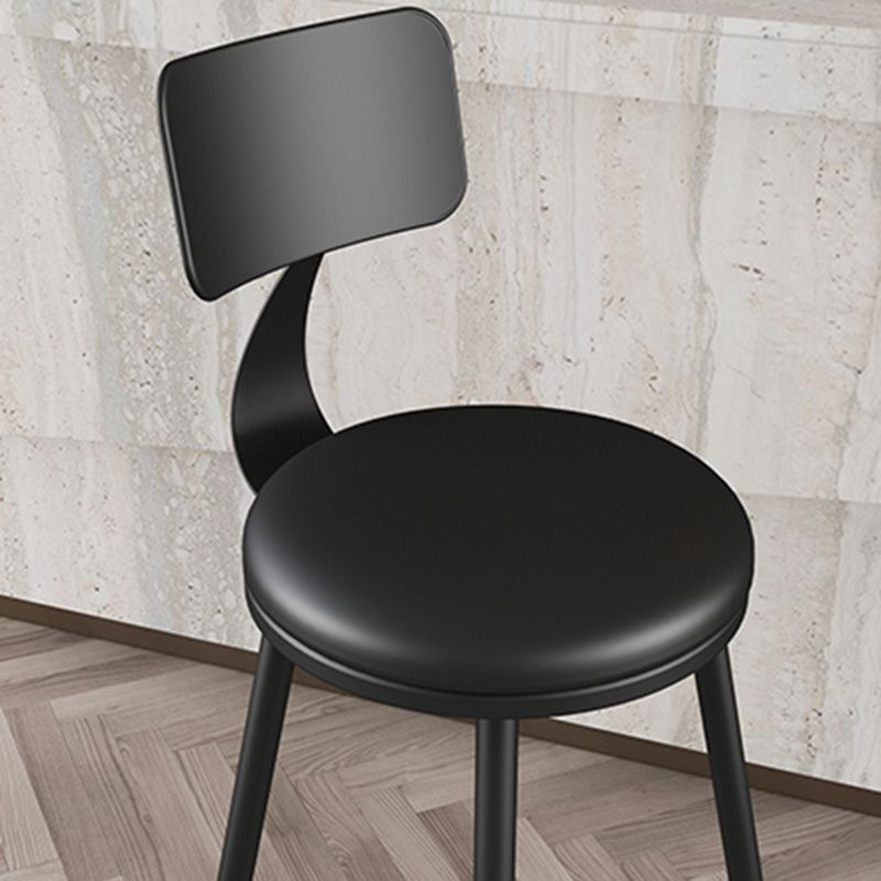 Modern Backrest Armless Counter Stool Iron Bar Stool with Leather Cushion for Dining Room