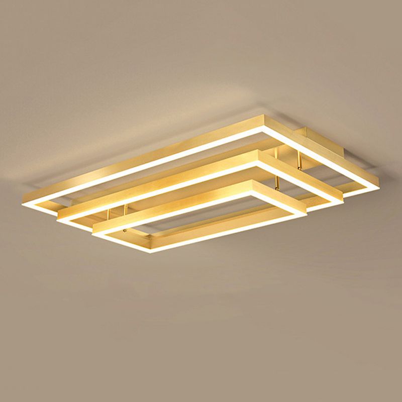 Contemporary Rectangle Flush Light Fixture Metal Flushmount Lighting for Living Room