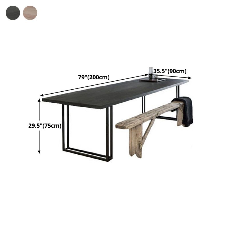 Metal Industrial Rectangle Dining Table Wood Top Indoor Table with Sled