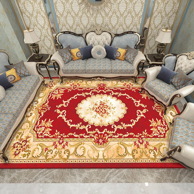 Stylish Traditional Carpet Medallion Print Polyester Area Rug Anti-Slip Area Rug for Home Decor