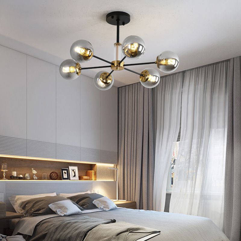 Nordic Globe Chandelier Clear Glass Multi Light Hanging Light for Bedroom