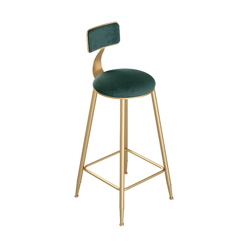 Contemporary Round Bar and Counter Stool Low Back Stool with 4 Gold Legs