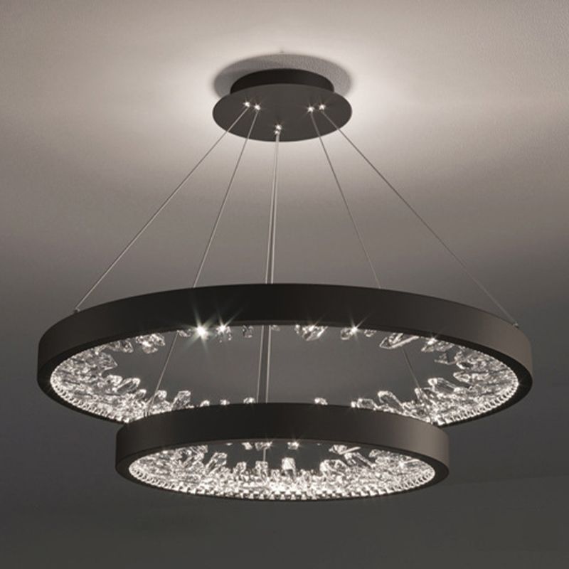 Aluminum Circle Chandelier Lamp Simple Bedroom Chandelier Light