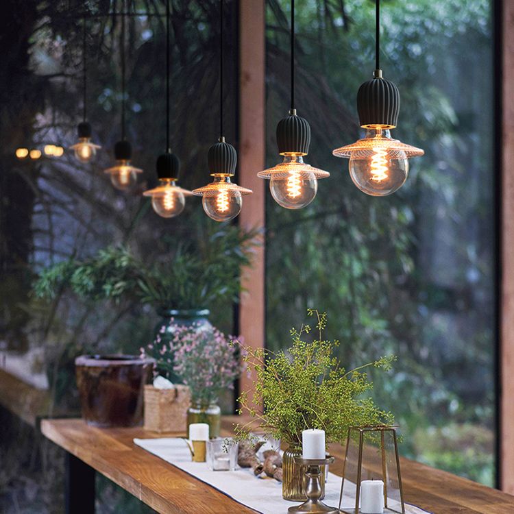 Mini-luminaire pendentif créatif nordique ciment monomoteur de bulbe bleu lumière suspendue pour le café