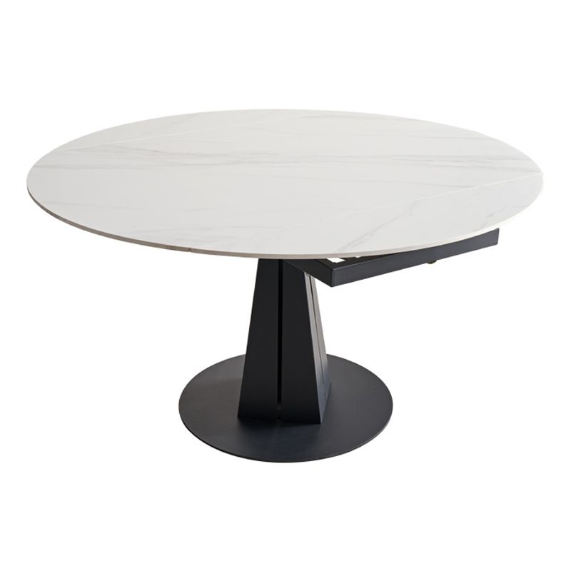 Mesa de comedor redonda extensible Mesa de piedra sinterizada moderna con base de pedestal de metal