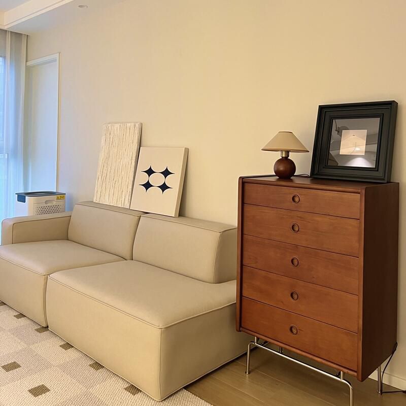 Mid-Century Modern Rectangle Accent Cabinet Solid Wood Storage Cabinet