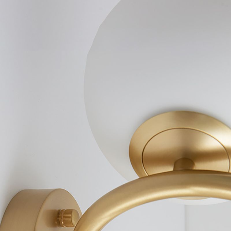 Contemporary Wall Sconce White Glass Wall Mounted Light Fixture for Reading Room