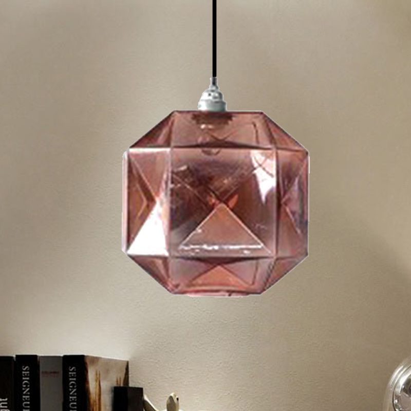 Diamond Anhänger Beleuchtung postmodernes Glas 1 Hellblau/Gold/Bernsteinhänge Deckenleuchte