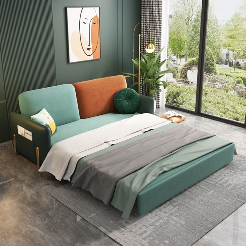 34" Wide Glam Futon Sofa Bed Green Futon Sleeper Sofa with Storage