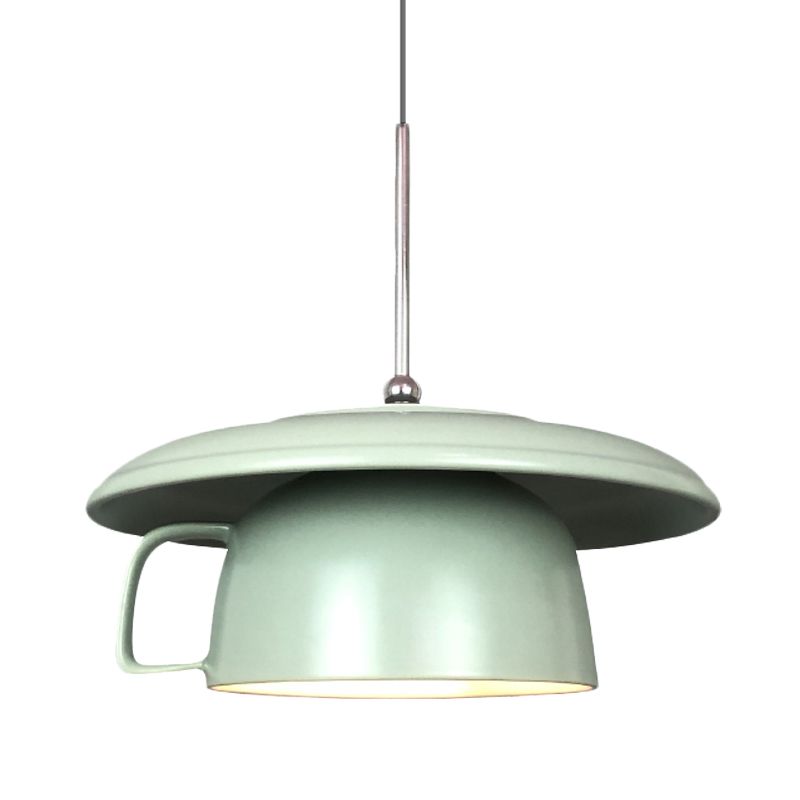 Green Finish Coffee Gup Pending Lightture Macaron 1-Head Ceramics LED Plafond Plafond
