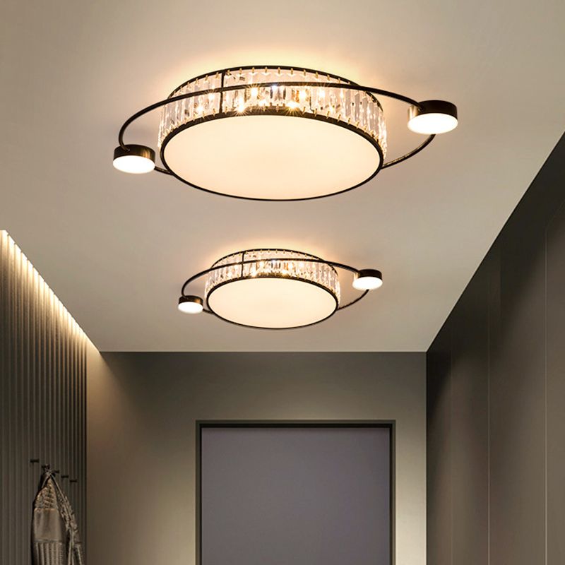 Clear Crystal Round LED Flush Light Artistic Flush Ceiling Light Fixture for Corridor