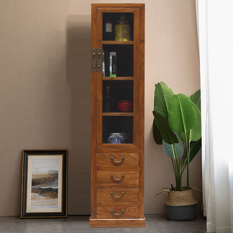 74.8" Tall 4 -drawer Accent Cabinet Solid Wood Glass Paned Chest