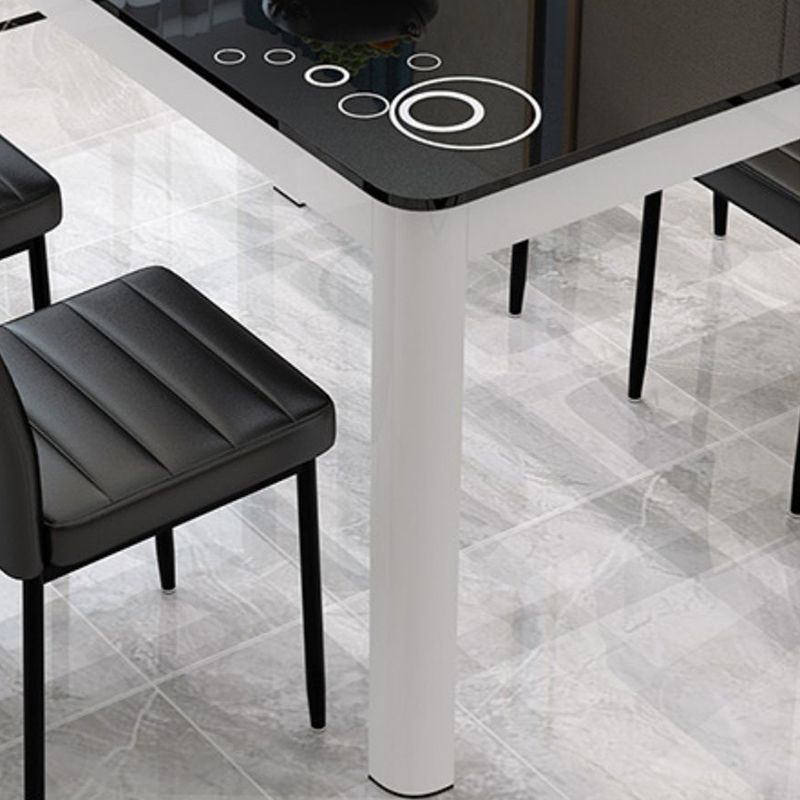 Glass Top Dining Table Modern Rectangle Dining Table with 4 Legs