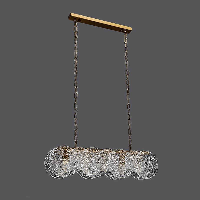 Lampada il lampadario in vetro lineare dell'illuminazione dell'isola moderna in bronzo per sala da pranzo