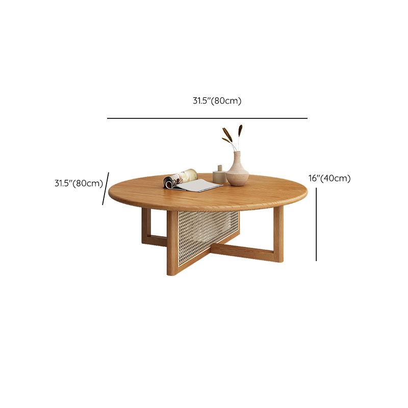 Round Solid Wood Coffee Table Cross Legs Coffee Cocktail Table