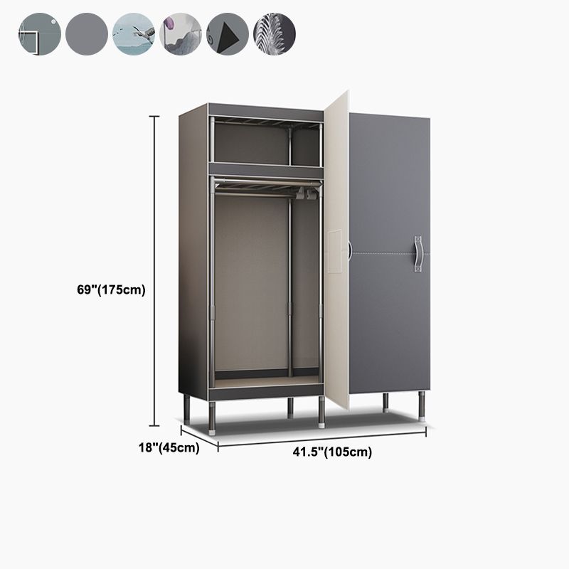 Contemporary Style Wardrobe Armoire Steel Frame Wardrobe Cabinet for Bedroom