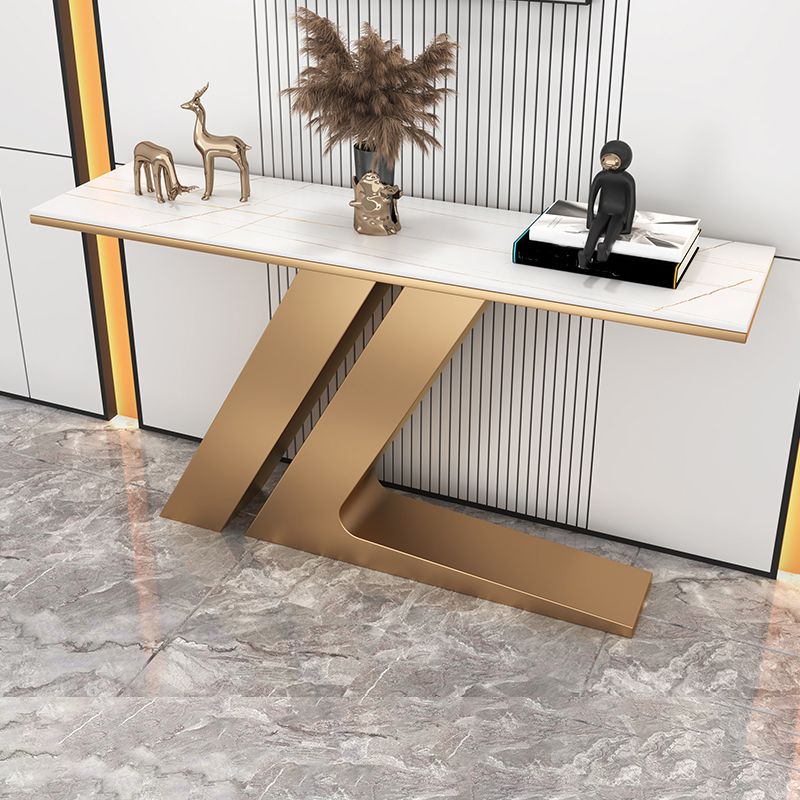 Modern Accent Table Stone Rectangle End Table for Hall , 31.5" Tall