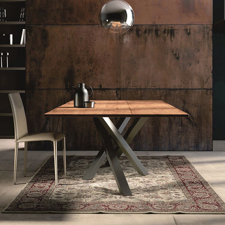 Solid Pine Wood Dining Table Rectangle Table with Pedestal Base