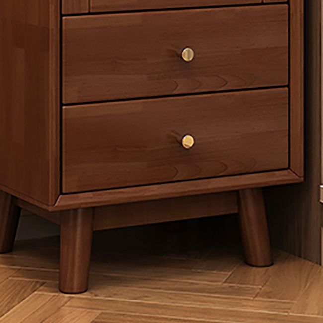 Rubberwood Accent Cabinet Modern Glass Paned Cabinet with Drawers