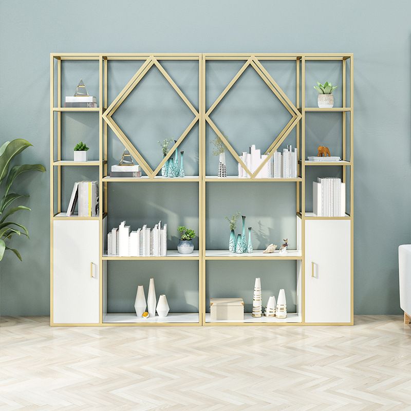 Modern Bookcase Gold Metal Open Back Shelf Bookcase with Shelves for Living Room