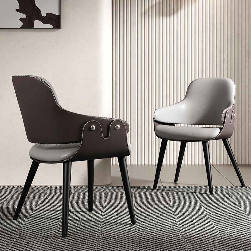 Contemporary Style Dining Chair Arm Dining Chair with Metal Legs for Kitchen