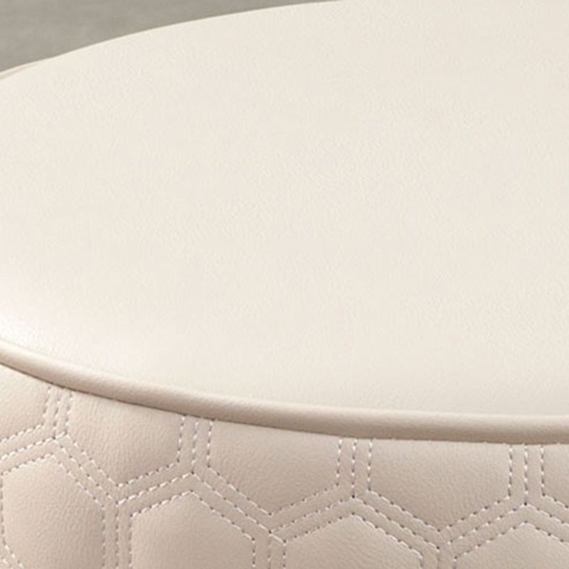 Stylish PU Ottoman Solid Color Water Resistant Round Footstool Ottoman