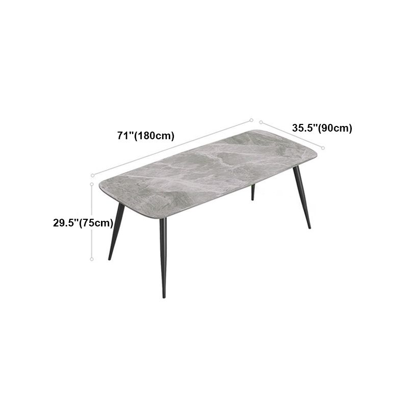 Rectangle Grey Tone Dining Table Sintered Stone Table Simplicity with 4 Legs