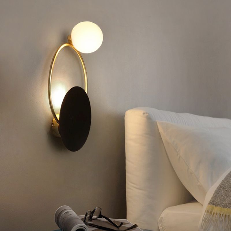 Lámpara de pared circular de hierro de pared de pared de 2 luces de lujo de lujo para espacios interiores