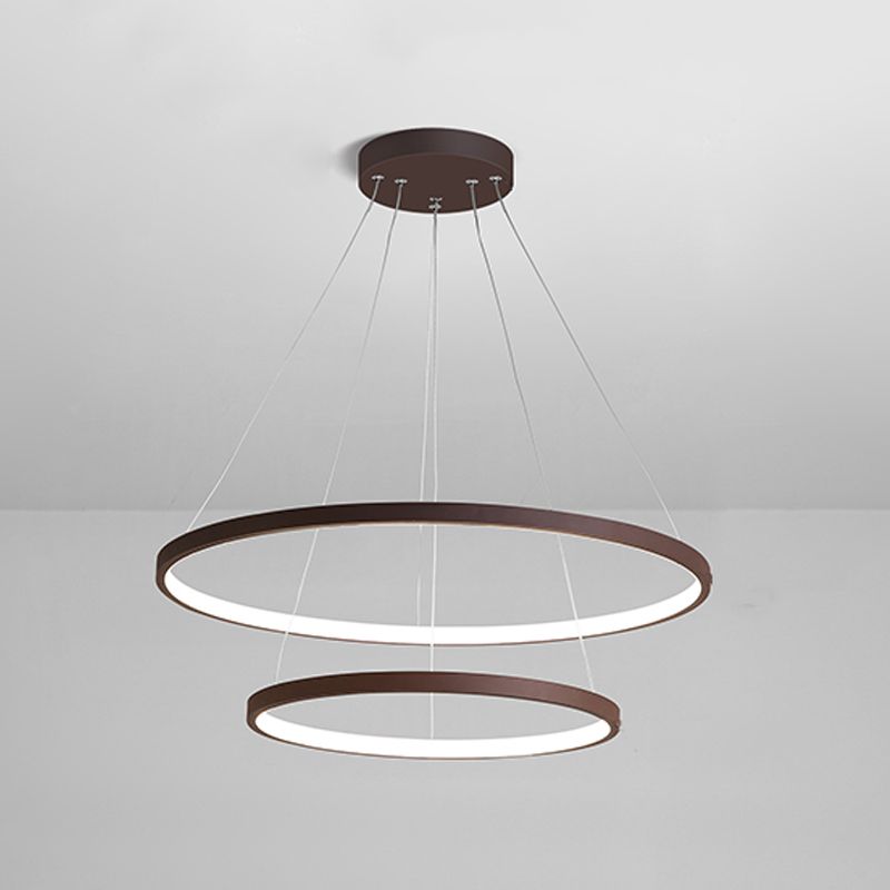 Metal Round Flush Ceiling Light Modern Multi Lights Flush Mount Lighting Fixture in Brown