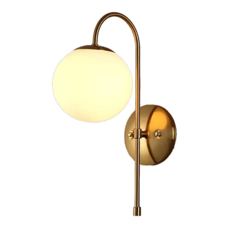 Contemporary Glass Shade Vanity Light Metal Wall Light Sconce for Washroom