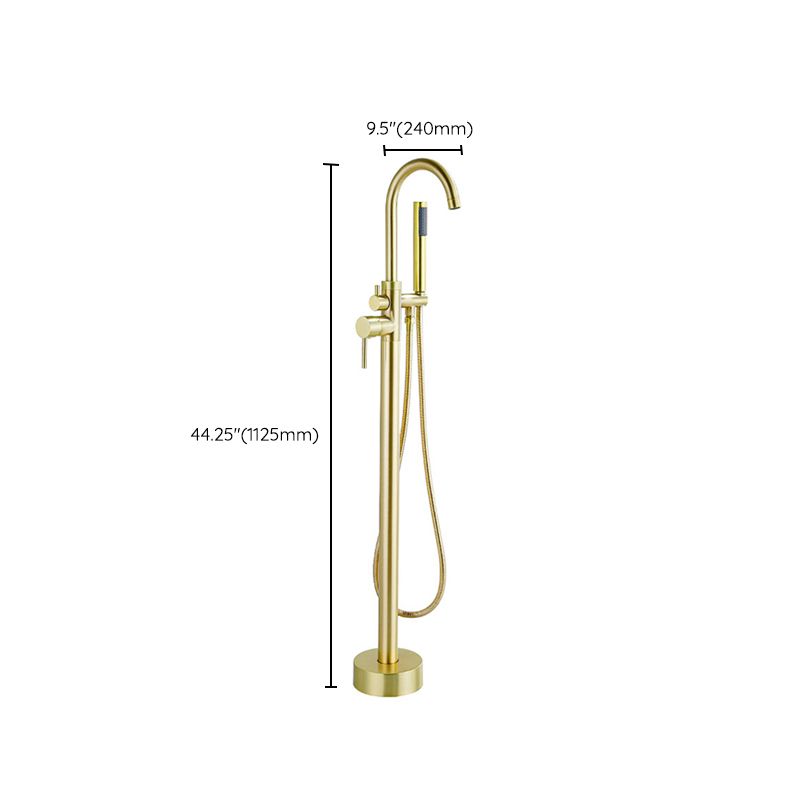 Modern Gold Bath Faucet Trim Floor Mounted High Arc Tub Faucet